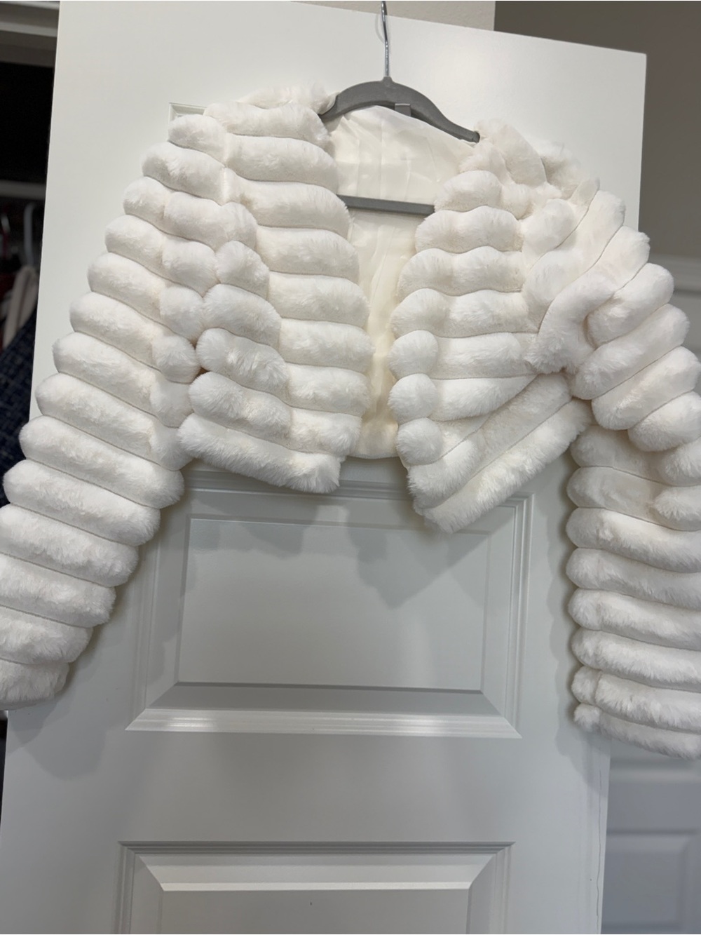 Justify White Faux Fur Cropped Teddy Jacket